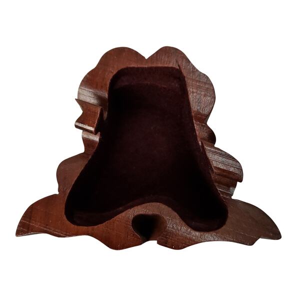 Hand Carved Wooden Frog Mohogany Figure Puzzle Box Secret Trinket Box Inside! - Picture 10 of 11